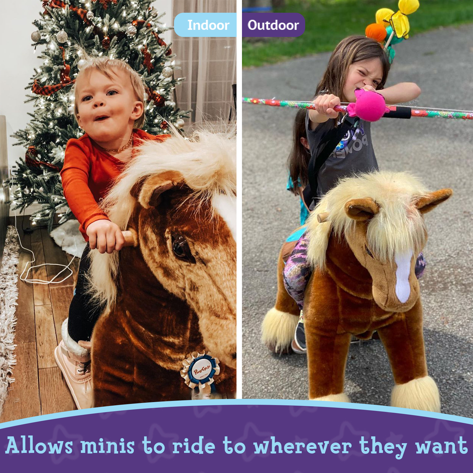 4-9 Age K42 PonyCycle Official K Brown Ride on Horse Toy Plush Animal Medium 