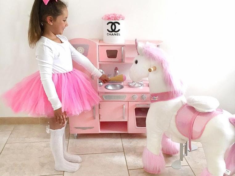 Kids like play pretend game, they can feed the pony, the unicorn, as well as dress up the  pony toy.